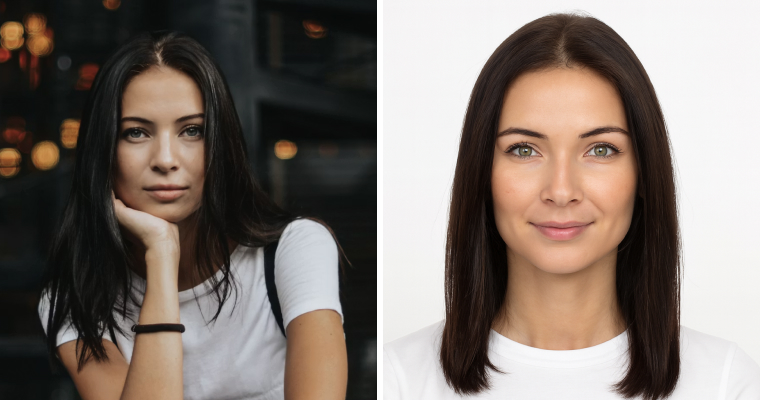 Passport Photoshoot before and after example