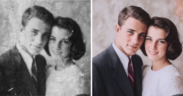 Photo Restoration before and after example
